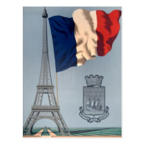 Vintage French National Flag & Eiffel Tower postcards