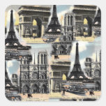 Vintage French Paris Travel Collage Eiffel Tower Sticker