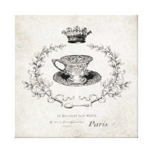 Vintage French teacup stretched canvas Canvas Prints