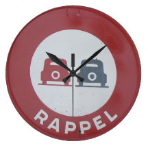 Vintage French Traffic Sign - Clock Ophang Klok