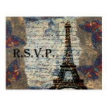 vintage french Wedding rsvp card Postcard