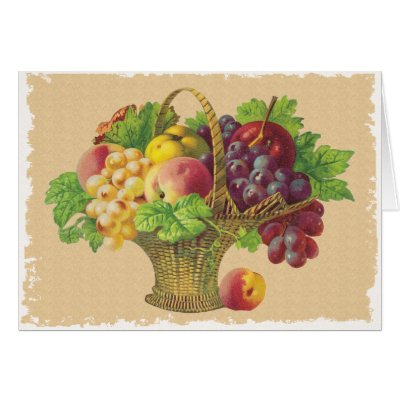 Vintage Fruit Basket Customisable Cards by vintagegiftmall