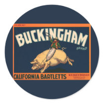 Vintage Fruit Crate Label with a Cowboy and a Pig Sticker