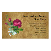 Vintage Fuchsia Rose Business Cards
