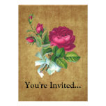 Vintage Fuchsia Rose Personalized Announcements