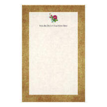 Vintage Fuchsia Rose Stationery Paper