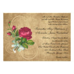 Vintage Fuchsia Rose Wedding Invitations