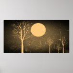 Vintage Full Moon Night Poster