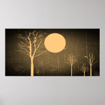 Vintage Full Moon Night Poster