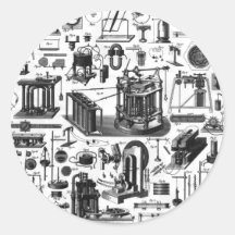 VINTAGE GADGETS ROUND STICKER