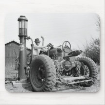 Vintage Gas Pump on the Farm, 1940s Mousepads