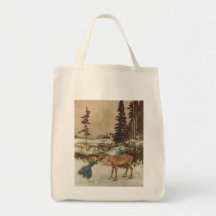 Vintage Gerda and the Reindeer by Edmund Dulac Canvas Bag
