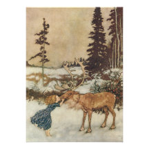 Vintage Gerda and the Reindeer by Edmund Dulac Invitation