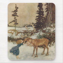 Vintage Gerda and the Reindeer by Edmund Dulac Mousepad