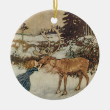 Vintage Gerda and the Reindeer by Edmund Dulac Ornament