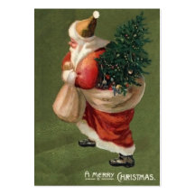 Vintage German Santa Christmas Name Tag Business Card Template