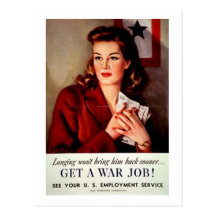 Vintage Get A War Job Women's Poster Postcard
