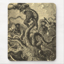 Vintage Giant Squid Sea Monster Mouse Pad