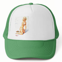 Vintage Gil Elvgren Beach Summer Pinup Girl Mesh Hat
