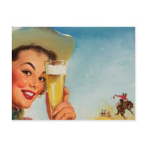 Vintage Gil Elvgren Beer Western Pin up Girl Postcards