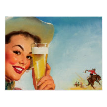 Vintage Gil Elvgren Beer Western Pin up Girl Postcards