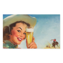 Vintage Gil Elvgren Beer Western Pin up Girl Stickers