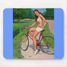 Vintage Gil Elvgren Bicycle Cyclist Pin up Girl Mousepad