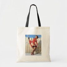 Vintage Gil Elvgren Construction Zone Pinup girl Canvas Bags