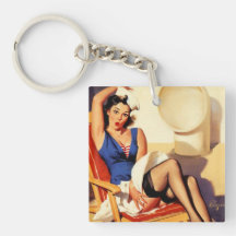 Vintage Gil Elvgren Cruise Ship Pinup Girl Key Chains