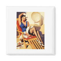 Vintage Gil Elvgren Cruise Ship Pinup Girl Fridge Magnets