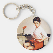 Vintage Gil Elvgren Office Corporate Pinup Girl Key Chain