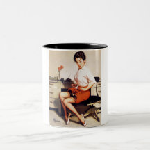 Vintage Gil Elvgren Office Corporate Pinup Girl Coffee Mugs