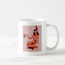 Vintage Gil Elvgren Pin Up Girl Smoking Peace Pipe Mug