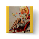 Vintage Gil Elvgren Rickshaw Pin up girl buttons