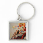 Vintage Gil Elvgren Rickshaw Pin up girl keychains