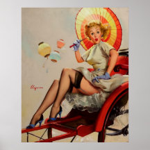 Vintage Gil Elvgren Rickshaw Pin Up Girl Posters