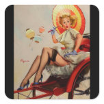 Vintage Gil Elvgren Rickshaw Pin up girl stickers