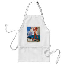 Vintage Gil Elvgren Sail Boat Sailing Pin UP Girl Aprons