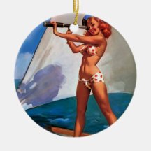 Vintage Gil Elvgren Sail Boat Sailing Pin UP Girl Christmas Tree Ornament