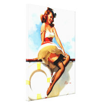 Vintage Gil Elvgren Sailor Nautical Pin up Girl Stretched Canvas Print