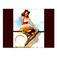 Vintage Gil Elvgren Sailor Nautical Pin up Girl Postcard