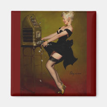 Vintage Gil Elvgren Slot Machine Pinup Girl Refrigerator Magnets