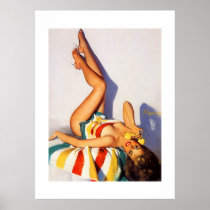 Vintage Gil Elvgren Telephone Pin Up Girl Poster