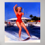 Vintage Gil Elvgren Water Skier Pinup Girl Poster posters