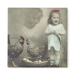Vintage girl and chickens Magnet