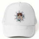 Vintage Girl in A Spider Web Tattoo Art hats