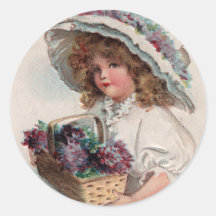 Vintage Girl in Bonnet Stickers