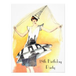 Vintage Girl in Eiffel Tower Costume 18th Birthday Announcements