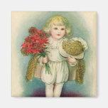 Vintage Girl Magnet A Merry Christmas