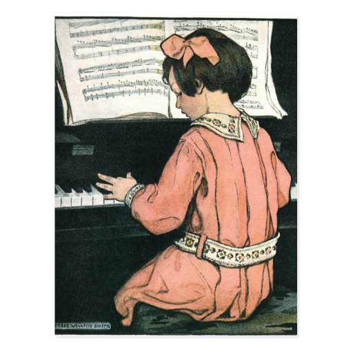 Vintage Girl, Music, Piano, Jessie Willcox Smith Post Card